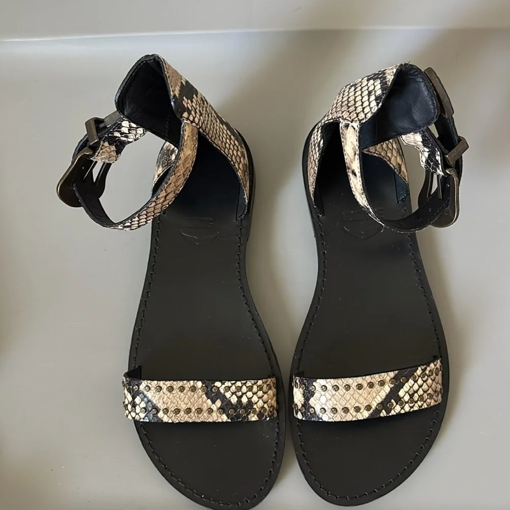 ZADIG & VOLTAIRE EVER WILD OPEN-TOE LEATHER SANDALS IN DESERT - Picture 4 of 8